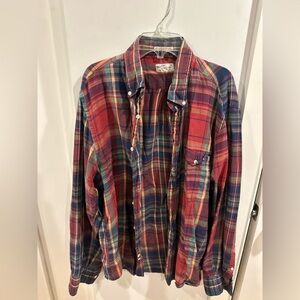 Men's Plaid Shirt - Red and Blue